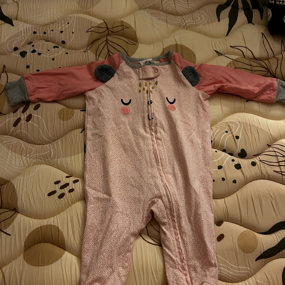 Gerber Pink and Gray Animal Face Footie